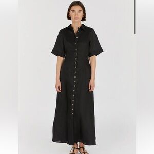 DISSH Frannie Black Linen Shirt Dress size 10 NWT